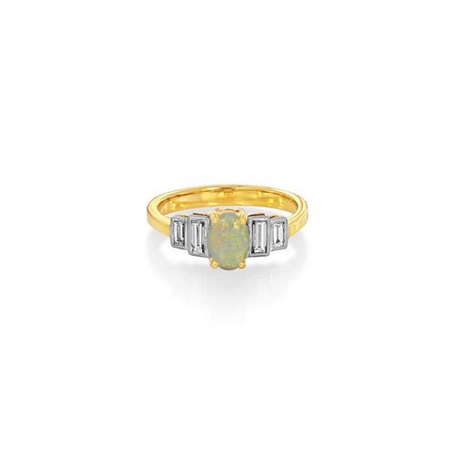 18Ct. Yellow Gold Opal and Diamond Ring<